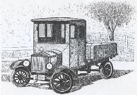 Antique Model T Truck, pen and ink drawing