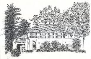 Syracuse house, pen and ink drawing